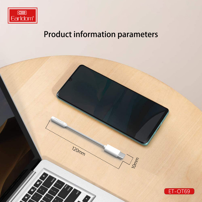 مبدل USB-C به جک AUX ارلدام مدل ET-OT69
