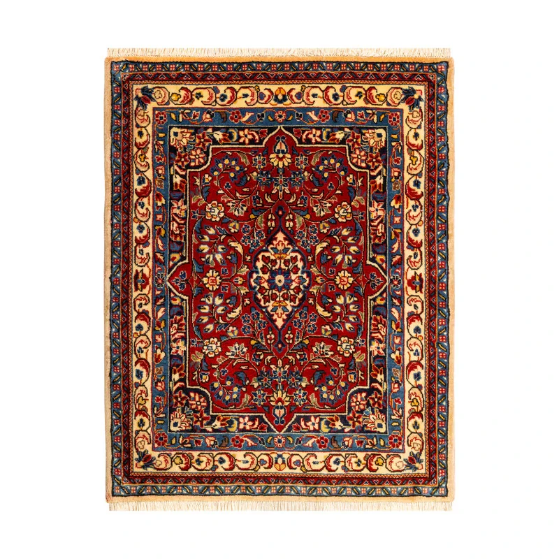 فرش دستبافت نیم متری طرح ساروق کد 45P580 زمینه لاکی