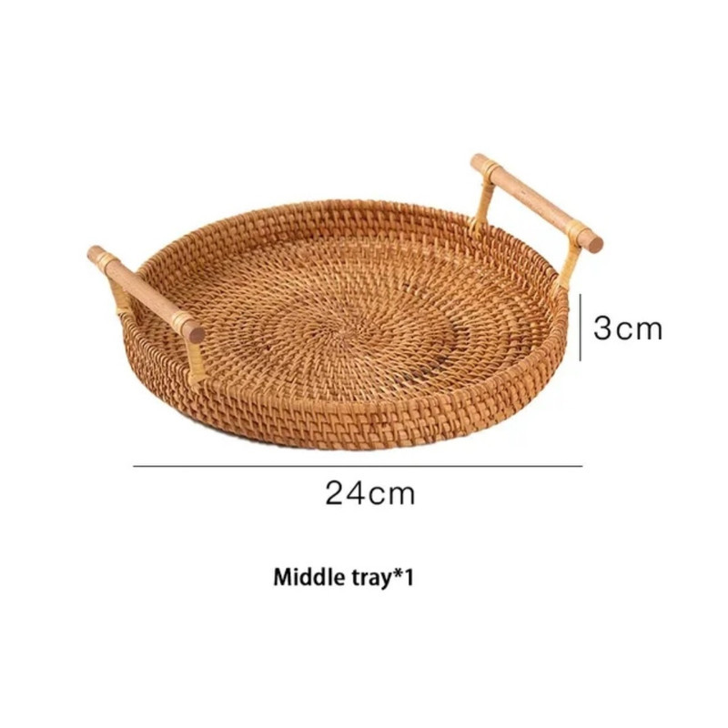 سینی مدل حصیری بسته 3 عددی