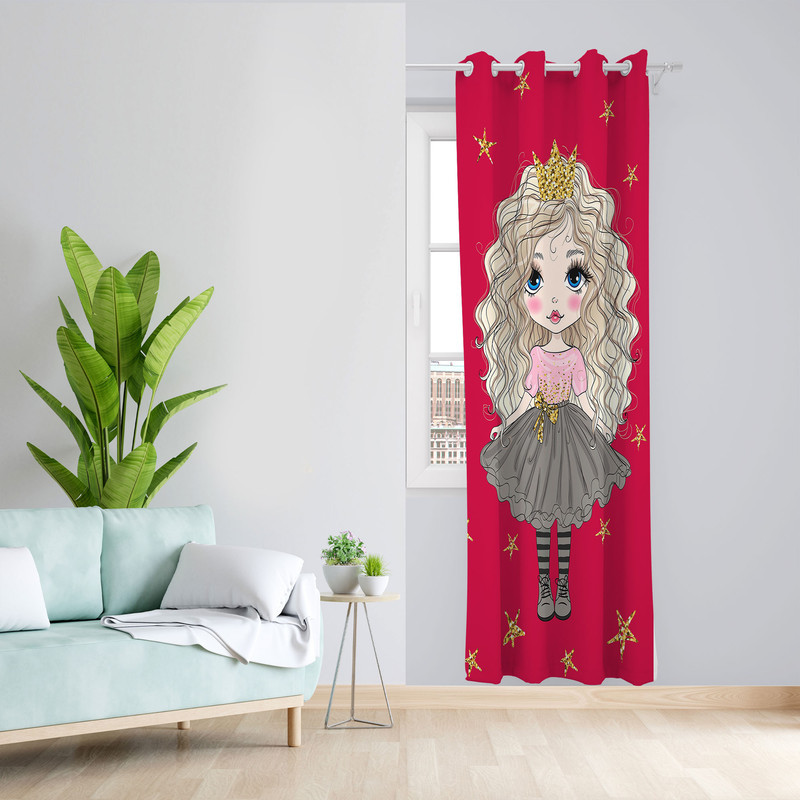 پرده مدل دخترانه مخمل پانچی کد 1003 سایز 140x280 سانتی متر