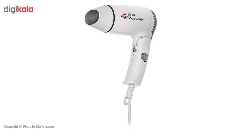 سشوار مسافرتی 1100 وات پارس خزر مدل HD-861P، موتور DC، وزن 340 گرم، المنت فلز، دارای سری متمرکز‌کننده با ویژگی صاف‌کنندگی