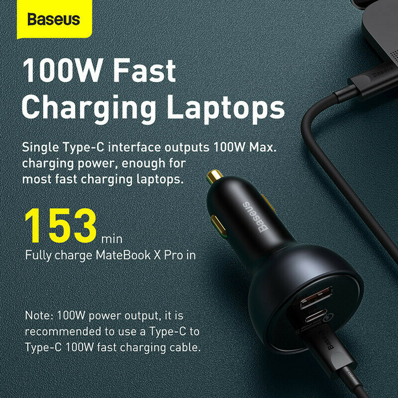 شارژر فندکی 160 وات باسئوس مدل TZCCZM-0G به همراه کابل USB-C