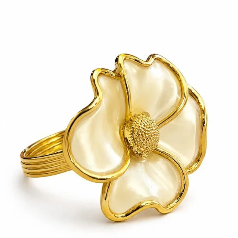 حلقه‌ دستمال سفره مدل P016White مجموعه 3 عددی