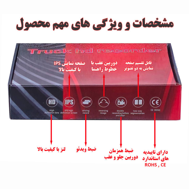 مانیتور و دوربین دنده عقب خودرو مدل Truck HD Recorder