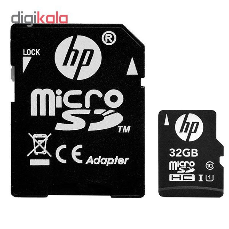کارت حافظه microSDHC اچ پی مدل Mi210 کلاس 10 استاندارد UHS-I U1 همراه با آداپتور SD ظرفیت 32 گیگابایت
