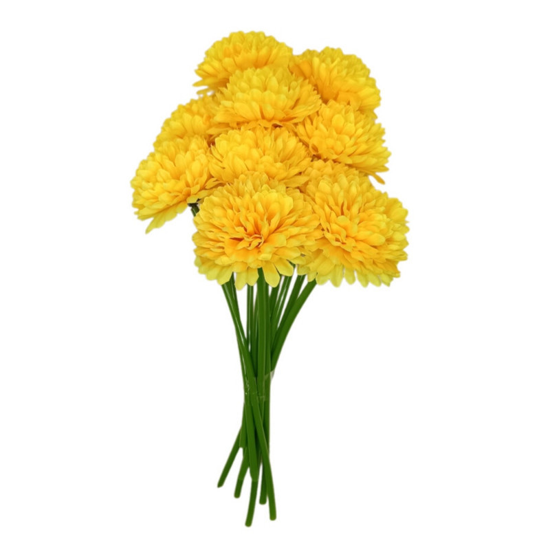 دسته گل مصنوعی داوودی 10 شاخه، جنس پلاستیک، مناسب دکور ماندگار، ابعاد 25x25x31 سانتی‌متر، وزن 300 گرم