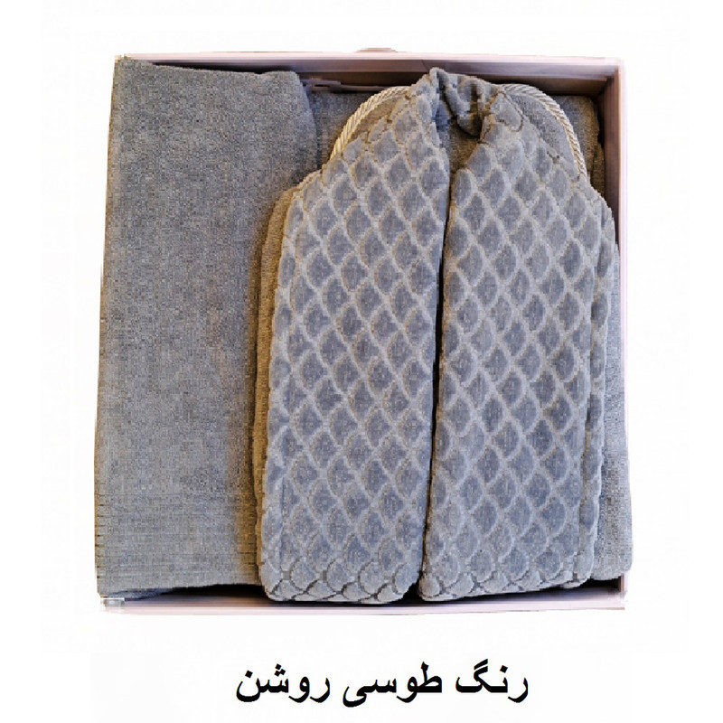 سرویس حوله پالتویی ۳ تکه هنرمند مدل AJORI سایز ۱۲۵