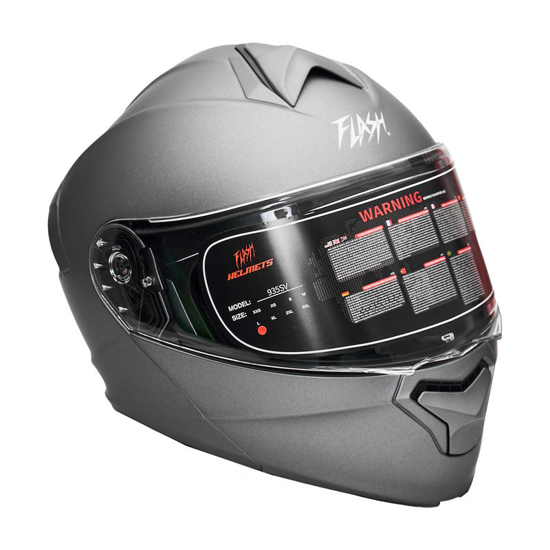 کلاه کاسکت فک متحرک فلش مدل 935Ssv titanium gray