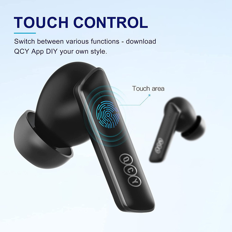 هدفون بلوتوثی کیو سی وای مدل Melobuds ANC HT05 با نویز کنسلینگ فعال (ANC)، درگاه شارژ USB Type-C، پشتیبانی از شارژ سریع، تکنولوژی حذف باد، مقاوم در برابر رطوبت و عرق