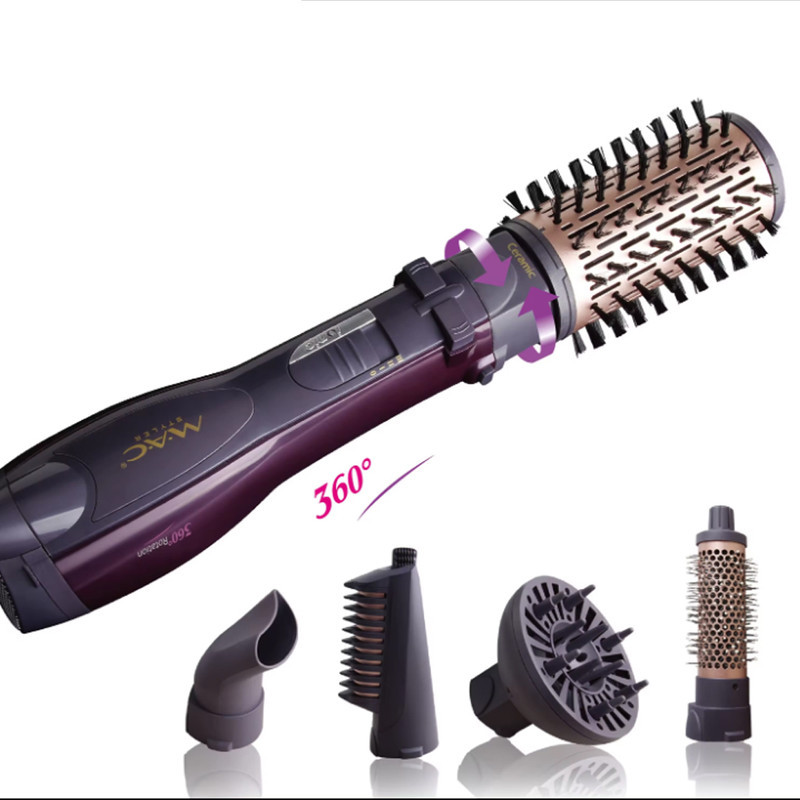 سشوار برس‌دار چرخشی 1200 وات مک استایلر مدل MC-6651، موتور AC، وزن 400 گرم، المنت سرامیک، دارای سری دیسپانسر با ویژگی فرکنندگی، با قابلیت باد سرد، فناوری تولید یون