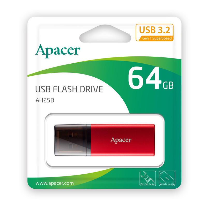 فلش مموری USB 3.2 اپیسر مدل AH25B ظرفیت 64 گیگابایت
