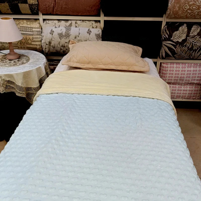 پتو 1 نفره مدل کریستال قلبی پشت تدی سایز 220x160 سانتی‌متر