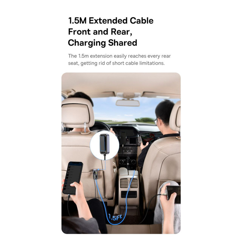شارژر فندکی 110 وات 6 پورت بیسوس مدل BackseatPal L1