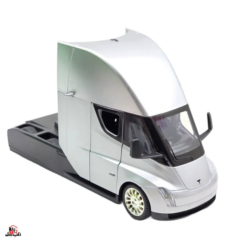 ماکت ماشین ناب سل مدل تریلی فلزی کشنده تسلا سمی موزیکال چراغدار همراه با ایستگاه شارژ TESLA Semi Truck Model Trailer NAAB001