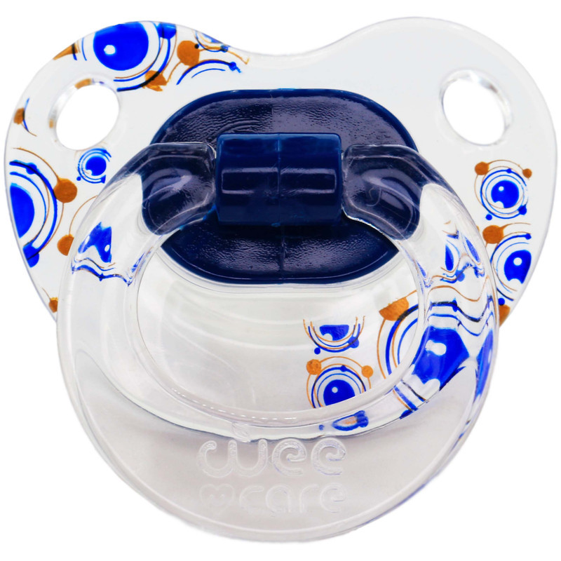 پستانک ارتودنسی وی کر مدل دسته دار شفاف چاپدار happy سایز +12 ماه کد P117