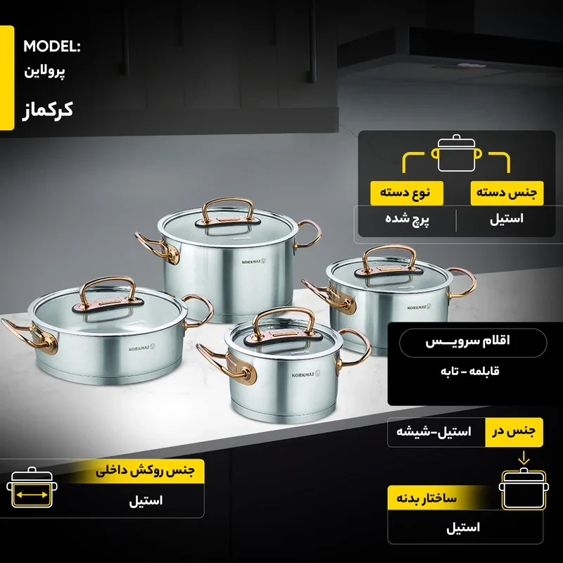 سرویس پخت و پز 8 پارچه کرکماز مدل پرولاین