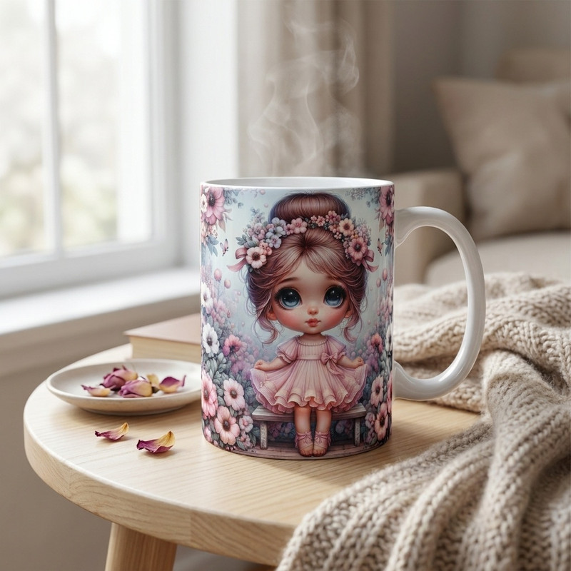 ماگ مدل دخترونه طرح عروسک کد 160