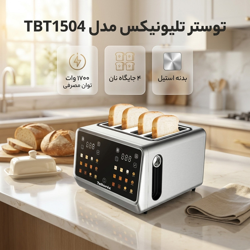 توستر ۴ اسلایس تلیونیکس مدل TBT1504
