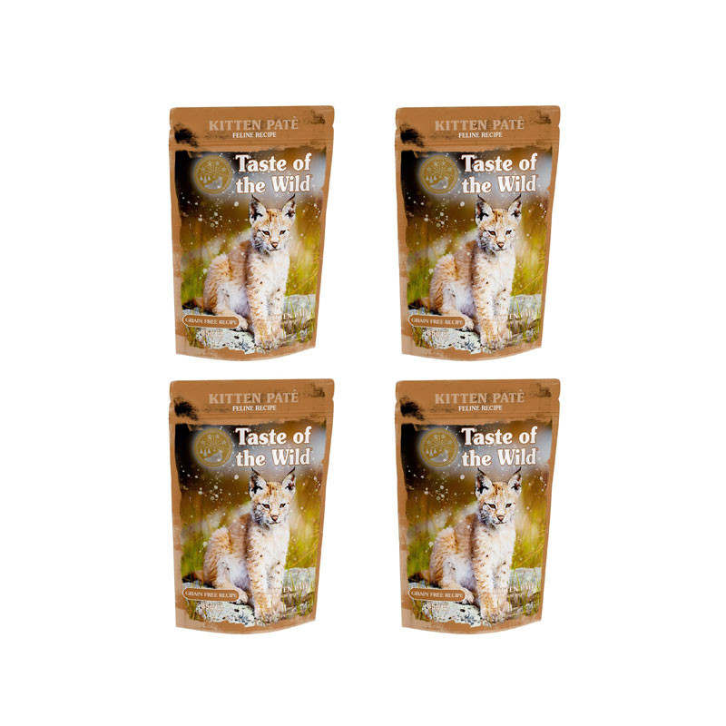 پوچ بچه گربه تیست آف د وایلد مدل Feline Recipe Kitten Pate طعم مرغ بسته 4 عددی