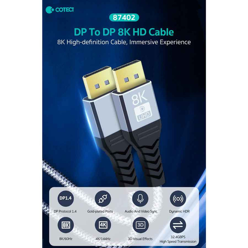 کابل Display Port کوتتسی مدل 87402 طول 2.0 متر