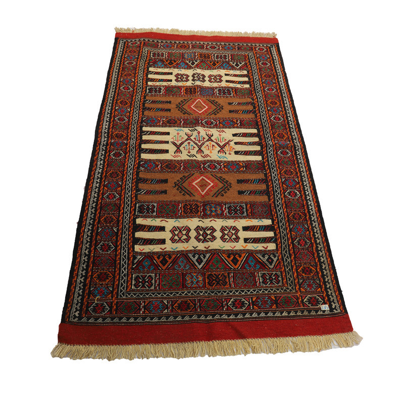 گلیم دستبافت دو متری مدل سفره کردی کد 4020486