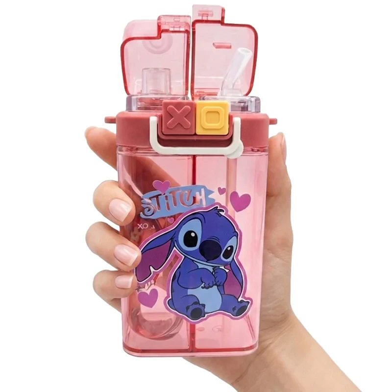 قمقمه کودک مدل کتابی دومخزنه طرح استیچ عاشقانه Stitch XOXO گنجایش 0.5 لیتر