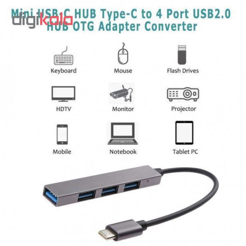 هاب 4 پورت USB-C مدل T809A