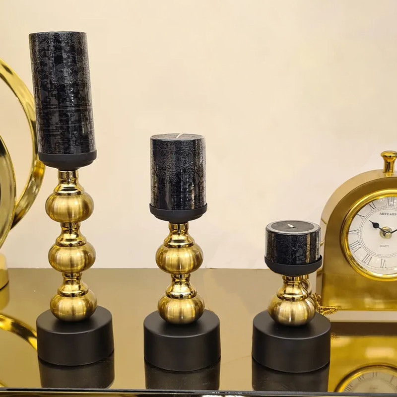 شمعدان مدل 660C مناسب برای شمع های استوانه ای مجموعه 3 عددی