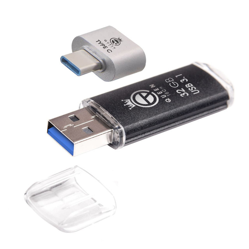 فلش مموری 32 گیگابایت کوئین تک مدل QUICK USB3.1 CPLUS با مبدل USB-C، مقاوم در برابر آب، ضربه، شوک، گرد و غبار، خش و اثر انگشت