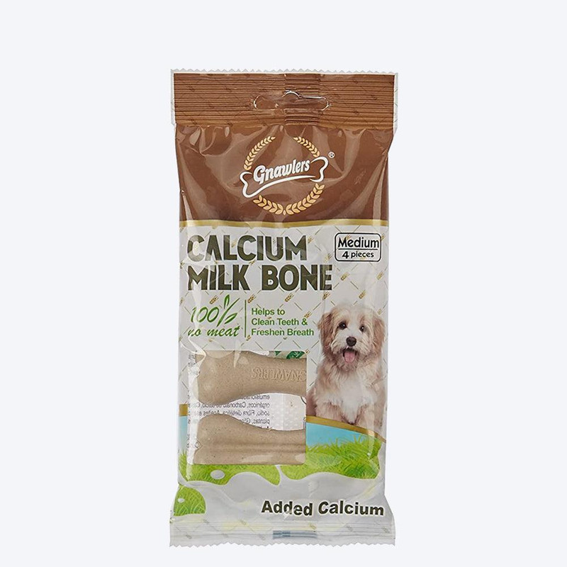 تشویقی سگ گناولز مدل CALIUM MILK BONE4 وزن 90 گرم بسته 4 عددی