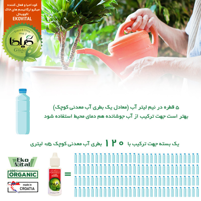 کود مایع احیا کننده میکروارگانیسم های خاک گیلدا مدل EKOVITAL حجم 30 میلی لیتر