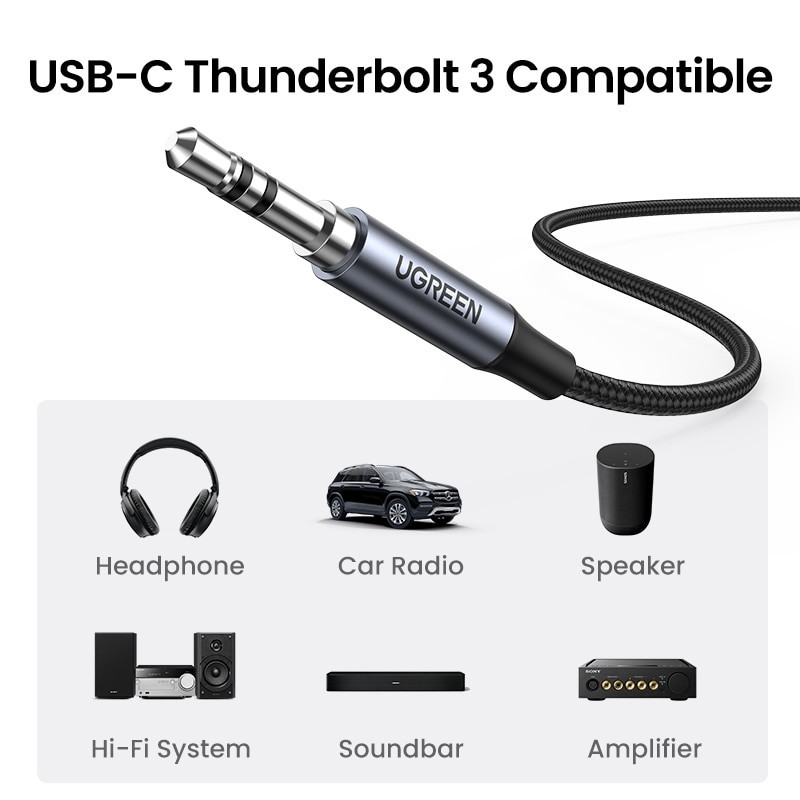 کابل تبدیل USB-C به جک 3.5mm یوگرین مدل CM450-20192 طول 1 متر