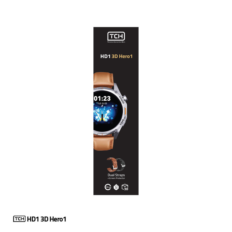 ساعت هوشمند تی سی اچ مدل TCH HD1 3D Hero1 دارای قابلیت های کنترل موسیقی (Music Player)، قابلیت مکالمه از طریق بلوتوث، پشتیبانی از زبان فارسی در منو و سیستم‌عامل، قابلیت تغییر طرح ساعت یا تم بند چرم مصنوعی