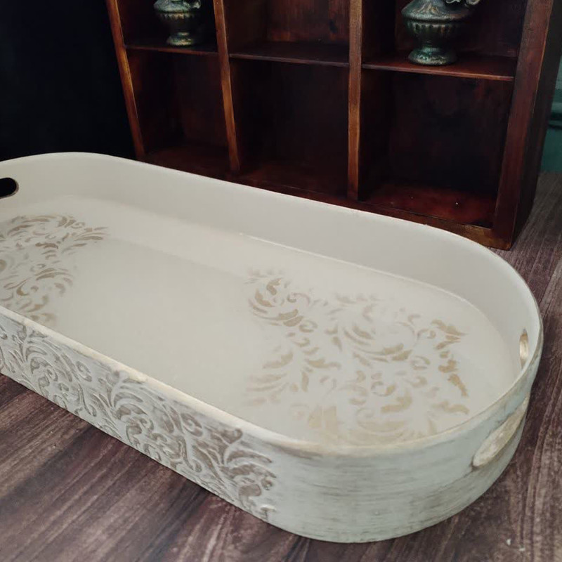 سینی دسته دار مدل عروس صحرا سایز 46*19 سانتی متر
