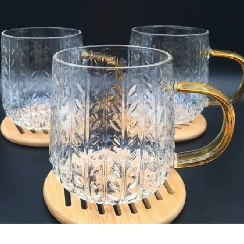 لیوان دسته دار مدل برگ گندم کد RA1369-28 بسته شش عددی