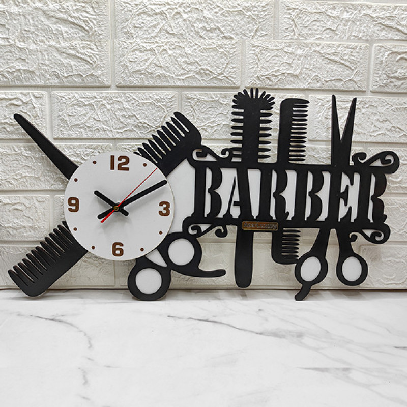 ساعت دیواری کوارتز آذرلاکچری مدل آرایشگاه کد men16