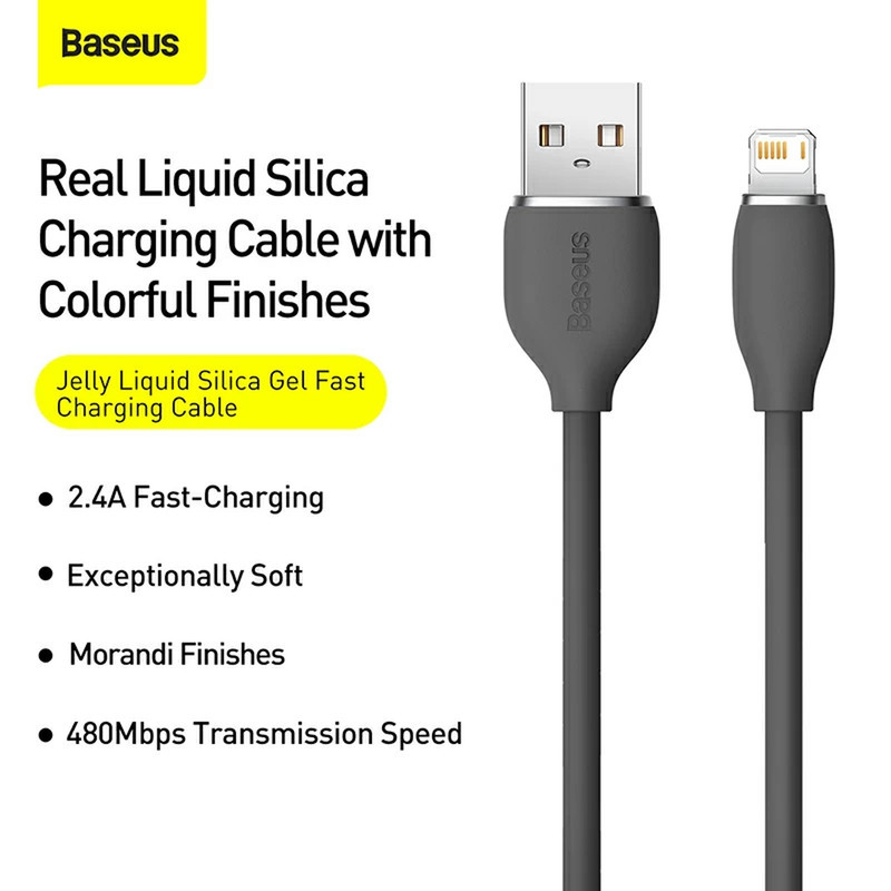کابل تبدیل USB به لایتنینگ باسئوس مدل Jelly Liquid Silica Gel CAGD000101 طول 2 متر