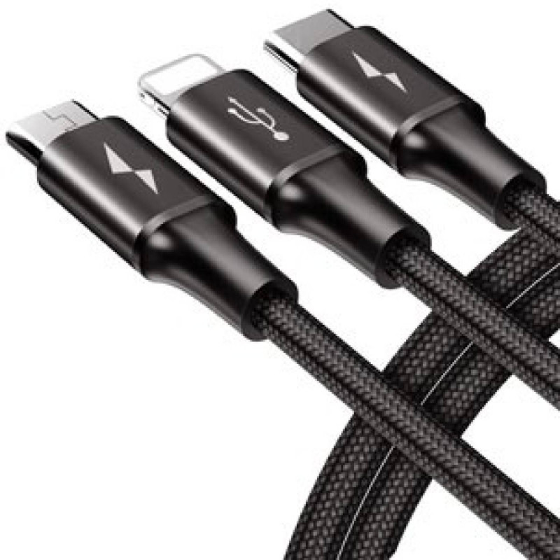 کابل تبدیل USB به لایتنینگUSB-CmicroUSB باسئوس مدل Star Speed طول 1.2 متر