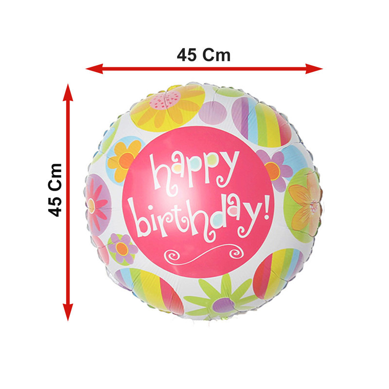 بادکنک فویلی لاکی بالونز طرح گل مدل Happy Birthday کد 1293