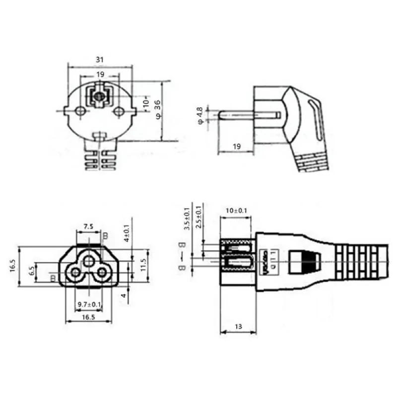 کابل برق سه پین آداپتور لپ تاپ کی نت پلاس مدل EU-C5 طول 1.5 متر
