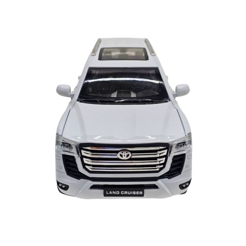 ماکت ماشین فلزی شاسی‌بلند تویوتا لندکروز ناب سل مدل land Cruiser VX با مقیاس 1:24، چراغ LED جلو و عقب، صدای موتور شبیه‌سازی شده، مکانیزم عقب‌کش، درب‌های بازشونده از بغل و بالا، رینگ و تایر لاستیکی