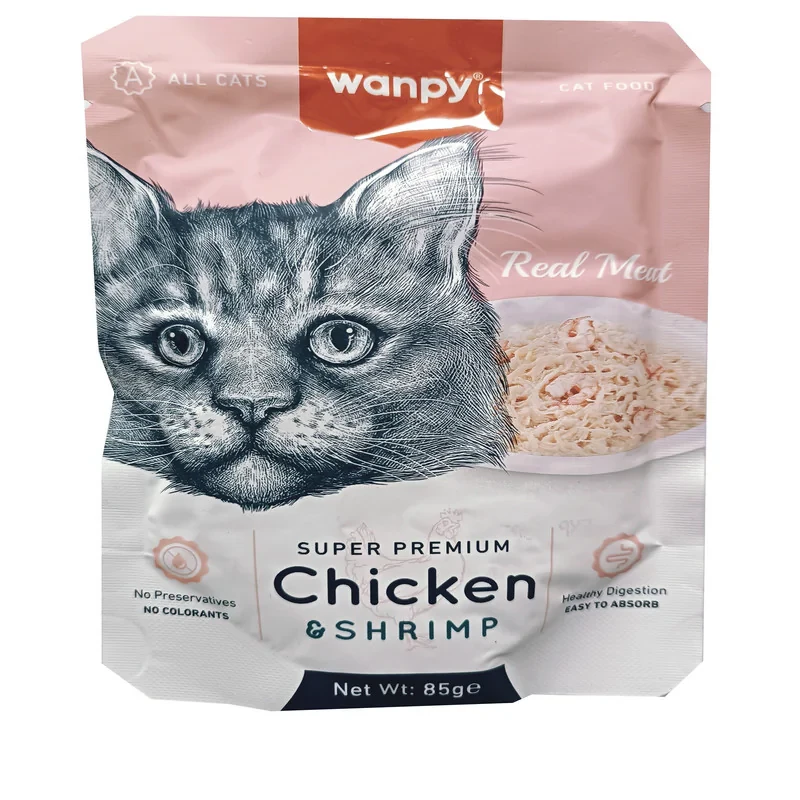 پوچ گربه ونپی مدل سفارش اروپا با طعم مرغ و میگو وزن 85 گرم