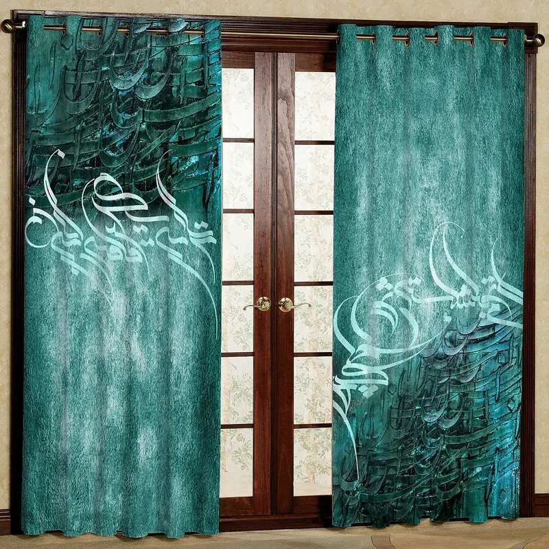 پرده طرح نستعلیق مدل مخمل پانچی کد 2_1078 W سایز 140x280 سانتی متر
