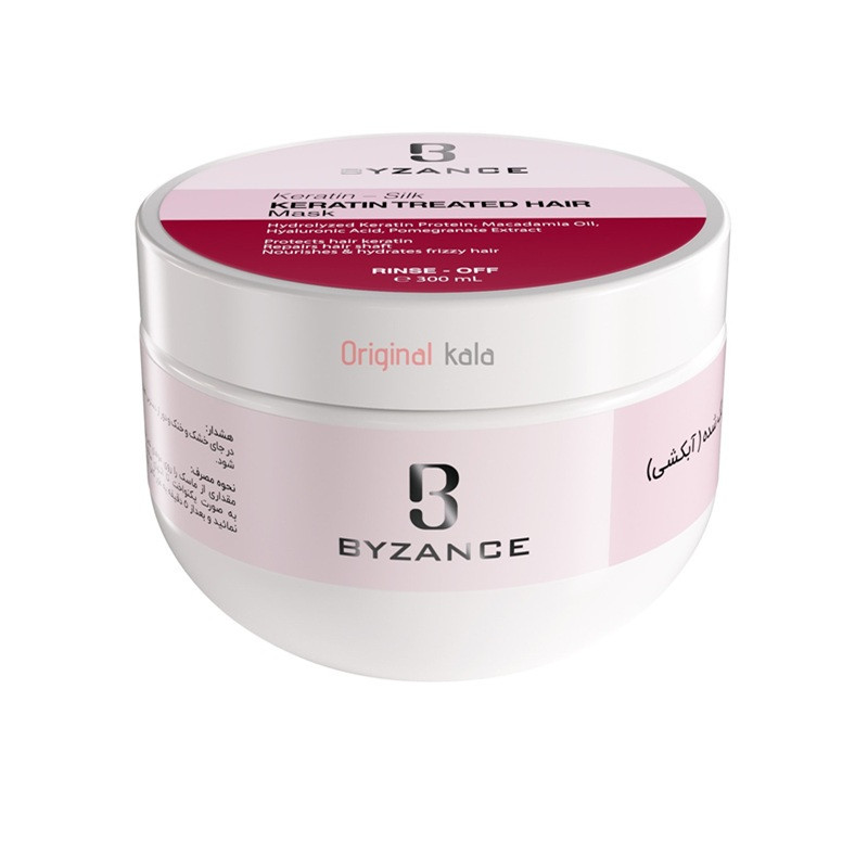 ماسک مو کراتینه و رنگ شده بیزانس مدل Keratin Treated مناسب برای موی رنگ شده حجم 300 میلی لیتر
