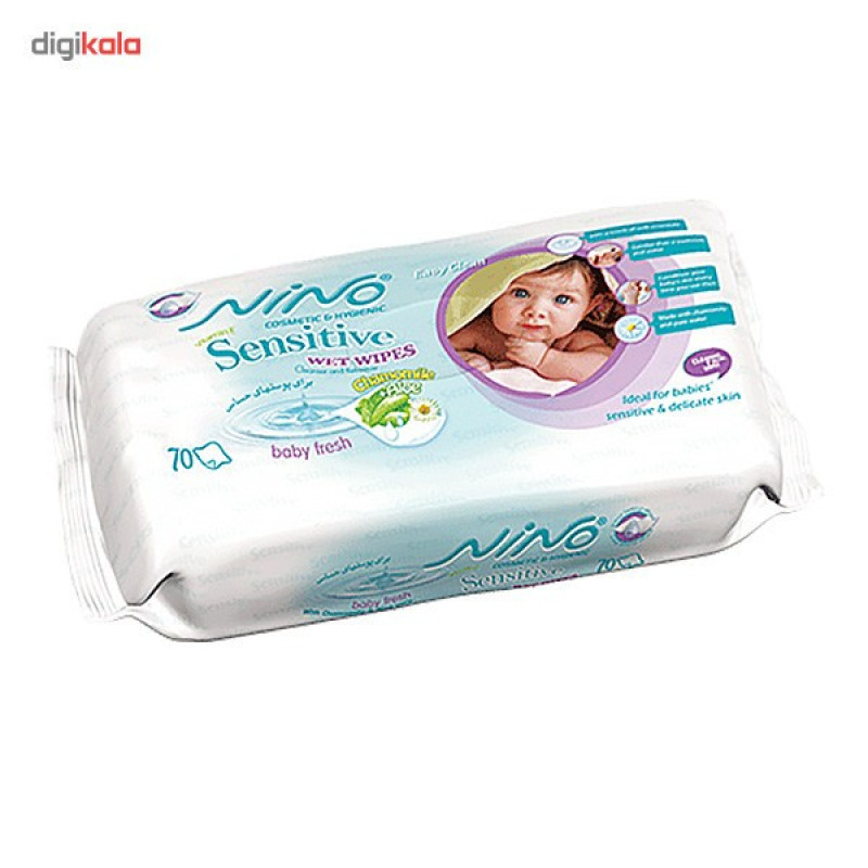 دستمال مرطوب کودک نینو مدل Sensitive - بسته 70 عددی
