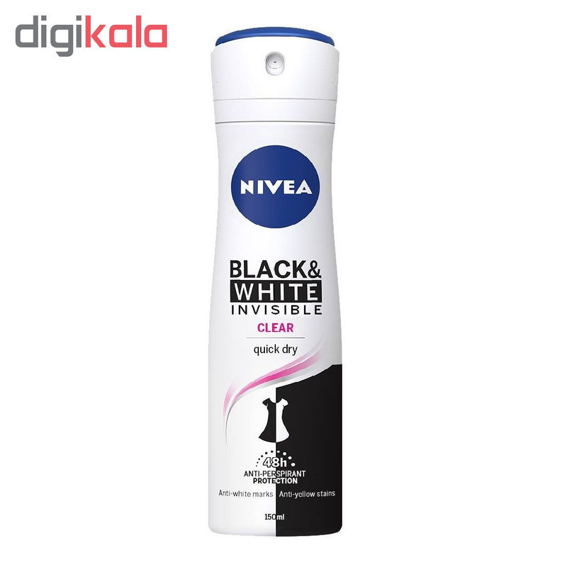 اسپری ضد تعریق زنانه نیوآ مدل Black & White Invisible Clear حجم 150 میلی لیتر
