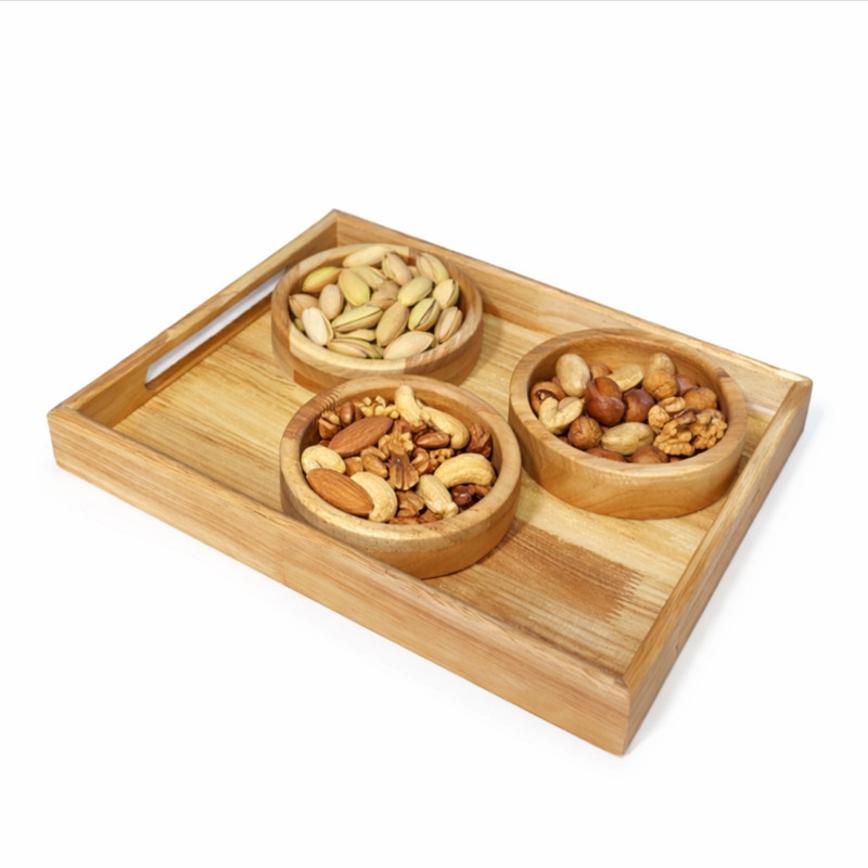پیاله مدل چوبی استوانه ای کد BM1414 بسته 3 عددی