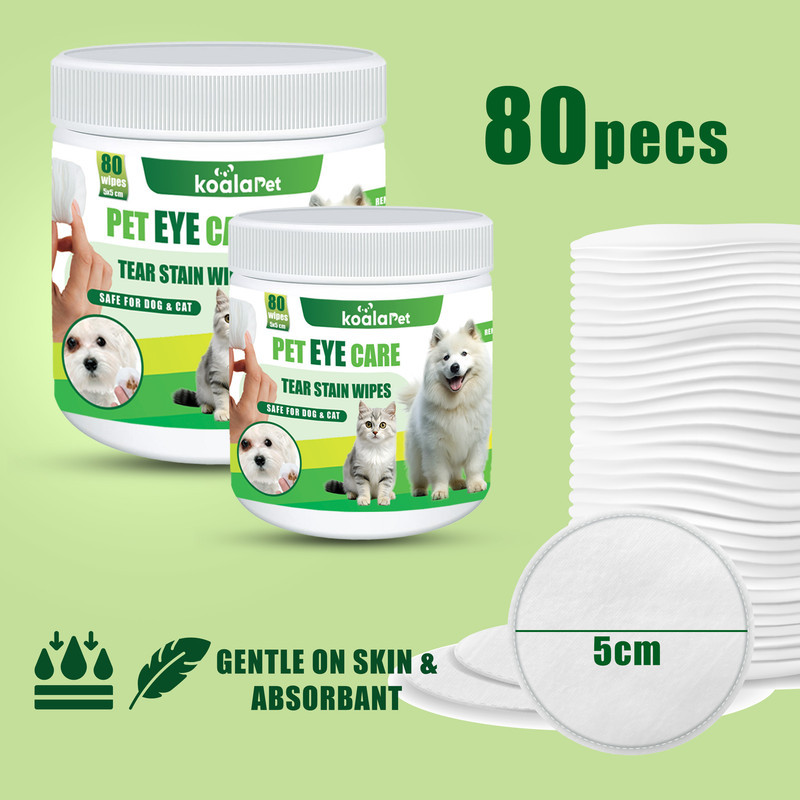 دستمال مرطوب سگ و گربه مخصوص اطراف چشم کوالاپت مدل Eye Wipes01 بسته 80 عددی
