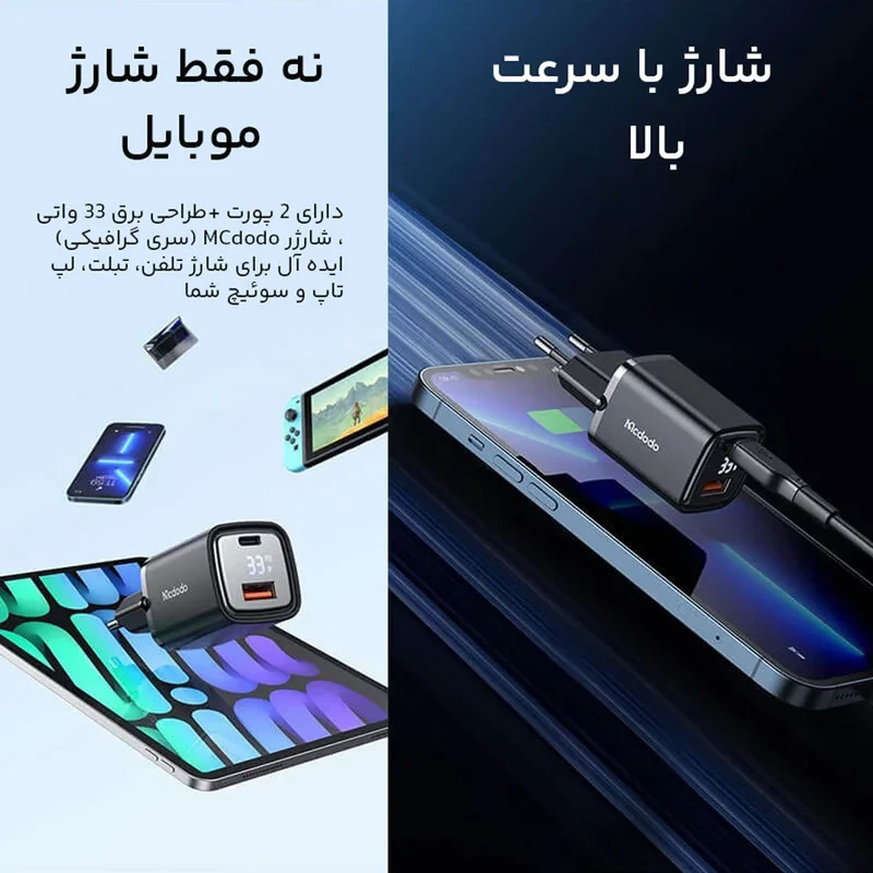 شارژر دیواری 33 وات مک دودو مدل Digital Display