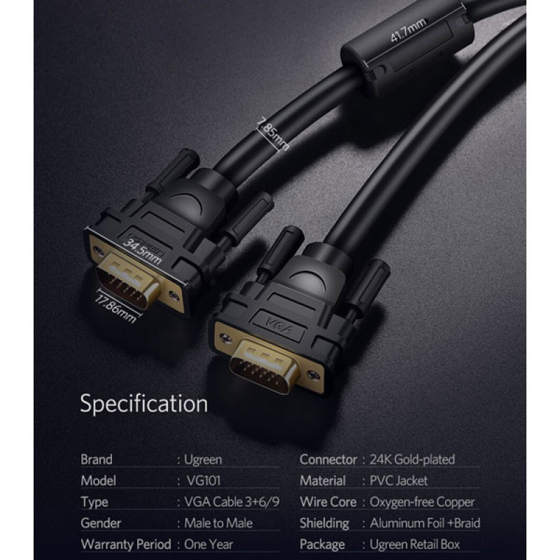 کابل VGA یوگرین مدل VG101-11646 طول 2 متر